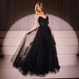 Ladivine by Cinderella Divine Black Beaded Strapless Tulle Prom Dress