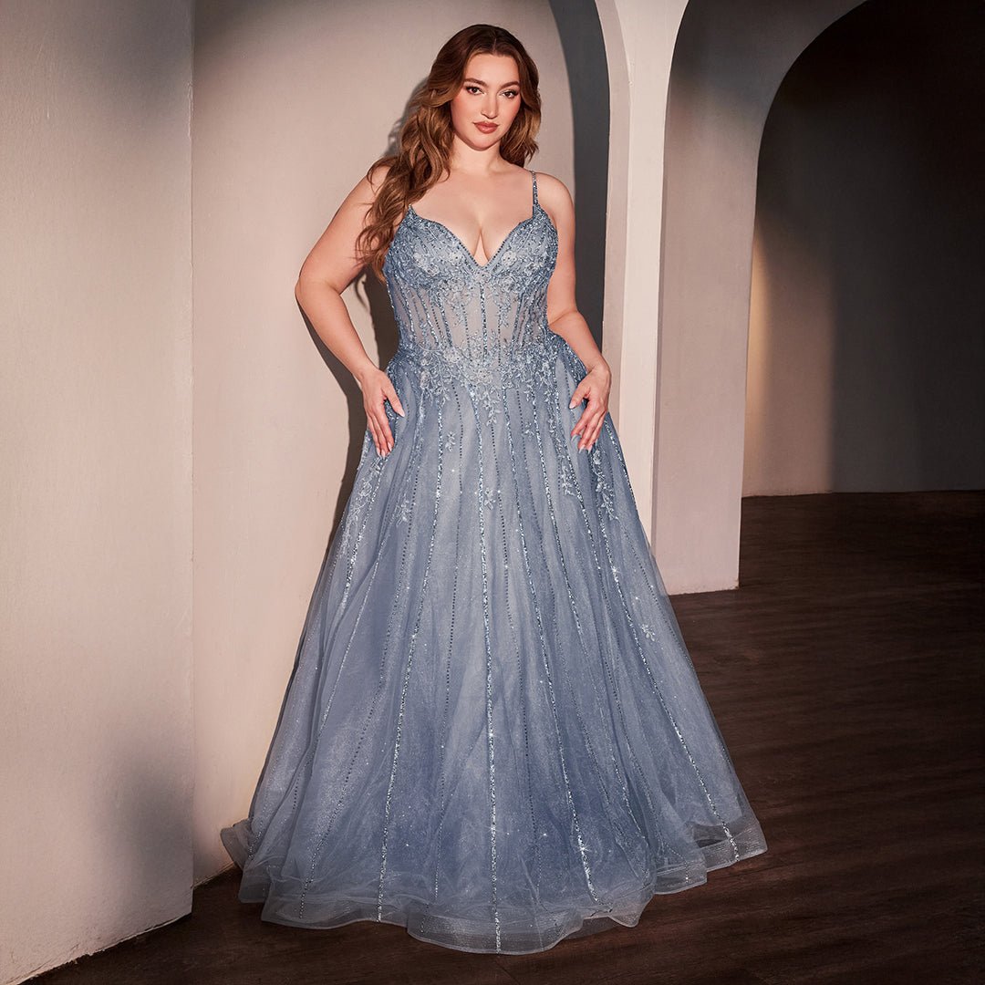 Cinderella Divine Blue Crystal A - Line Bridesmaid Ball Gown - Unique Vintage - Womens, DRESSES, PROM AND SPECIAL OCCASION