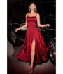 Cinderella Divine Burgundy Satin A Line Bridesmaid Dress