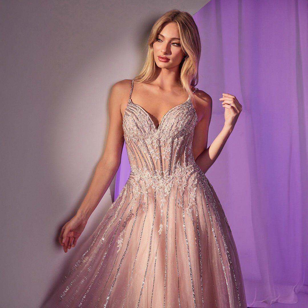 Cinderella Divine Dusty Rose Crystal A-Line Bridesmaid Ball Gown - Unique Vintage - Womens, DRESSES, PROM & SPECIAL OCCASION