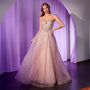 Ladivine by Cinderella Divine Dusty Rose Crystal A-Line Bridesmaid Ball Gown