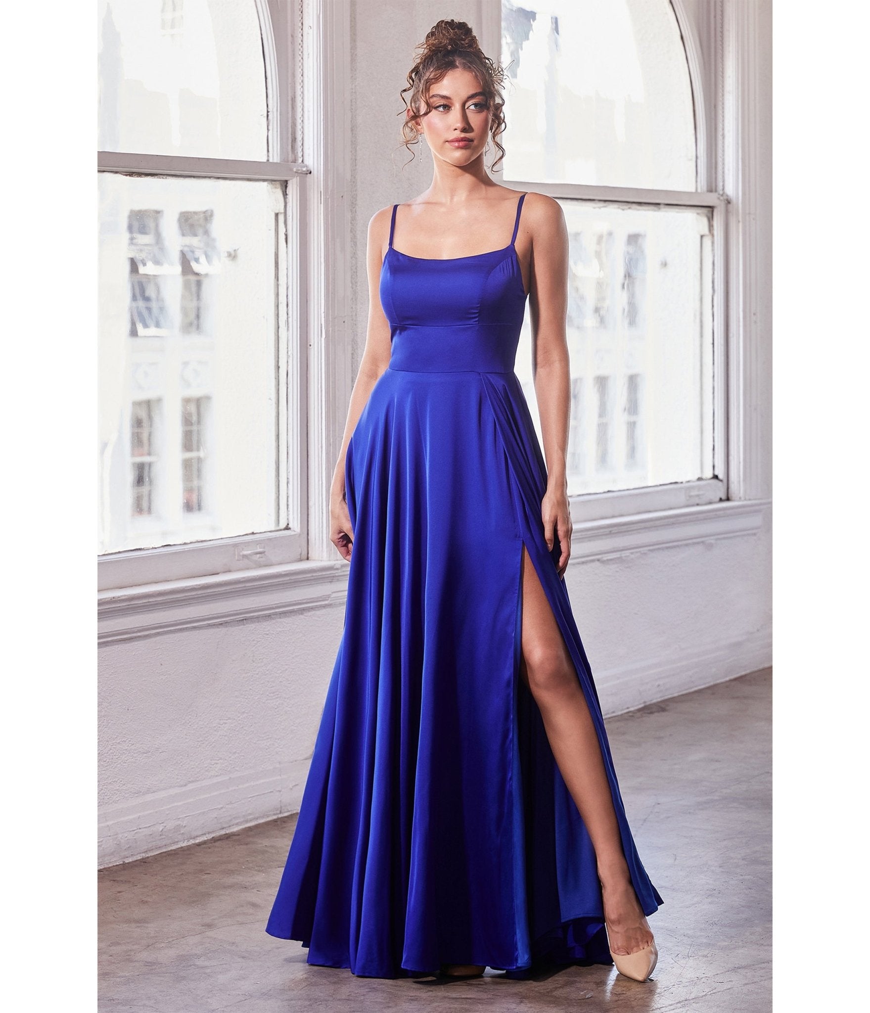 Cinderella Divine Royal Blue Satin A Line Bridesmaid Dress - Unique Vintage - Womens, DRESSES, PROM AND SPECIAL OCCASION