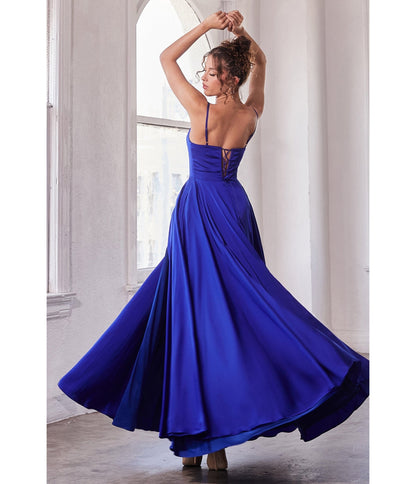 Cinderella Divine Royal Blue Satin A Line Bridesmaid Dress - Unique Vintage - Womens, DRESSES, PROM AND SPECIAL OCCASION