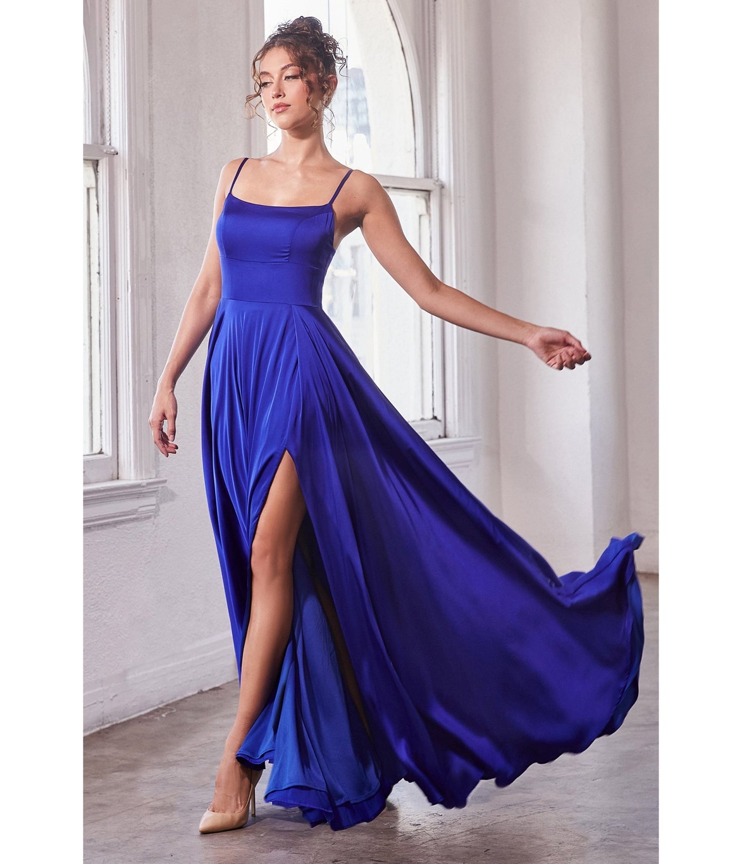 Cinderella Divine Royal Blue Satin A Line Bridesmaid Dress - Unique Vintage - Womens, DRESSES, PROM AND SPECIAL OCCASION