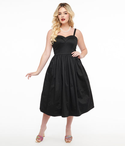 Collectif 1950s Black Kiana Swing Dress - Unique Vintage - Womens, DRESSES, SWING