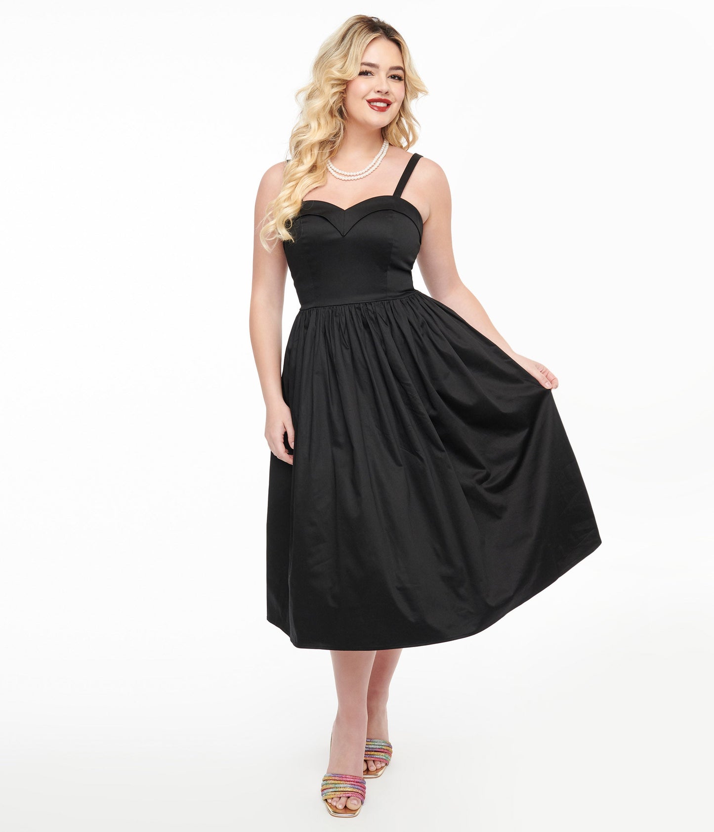 Collectif 1950s Black Kiana Swing Dress - Unique Vintage - Womens, DRESSES, SWING