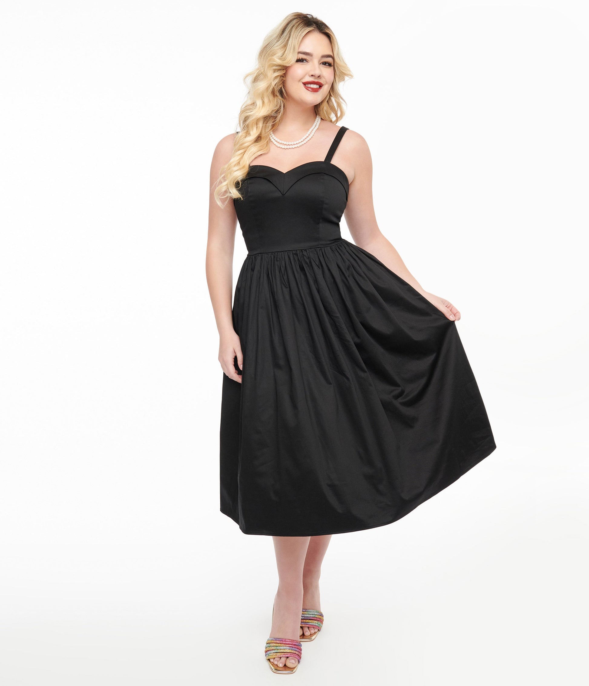 Collectif 1950s Black Kiana Swing Dress - Unique Vintage - Womens, DRESSES, SWING