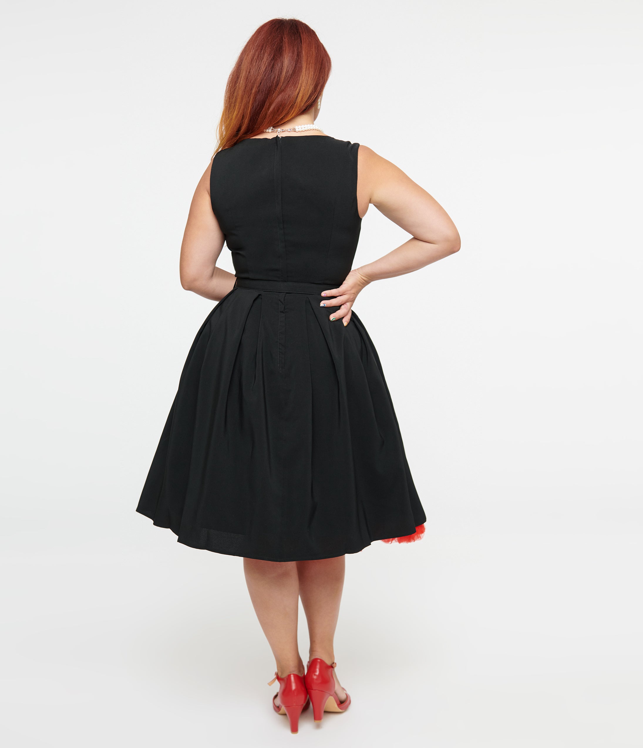 Collectif 1950s Black Patty Midi Dress Unique Vintage