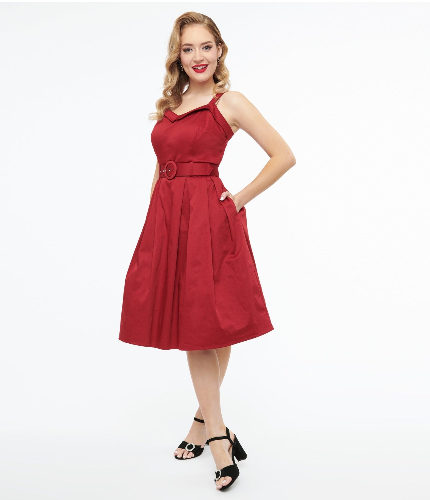 Collectif 1950s Red Dorothy Swing Dress - Unique Vintage - Womens, DRESSES, SWING