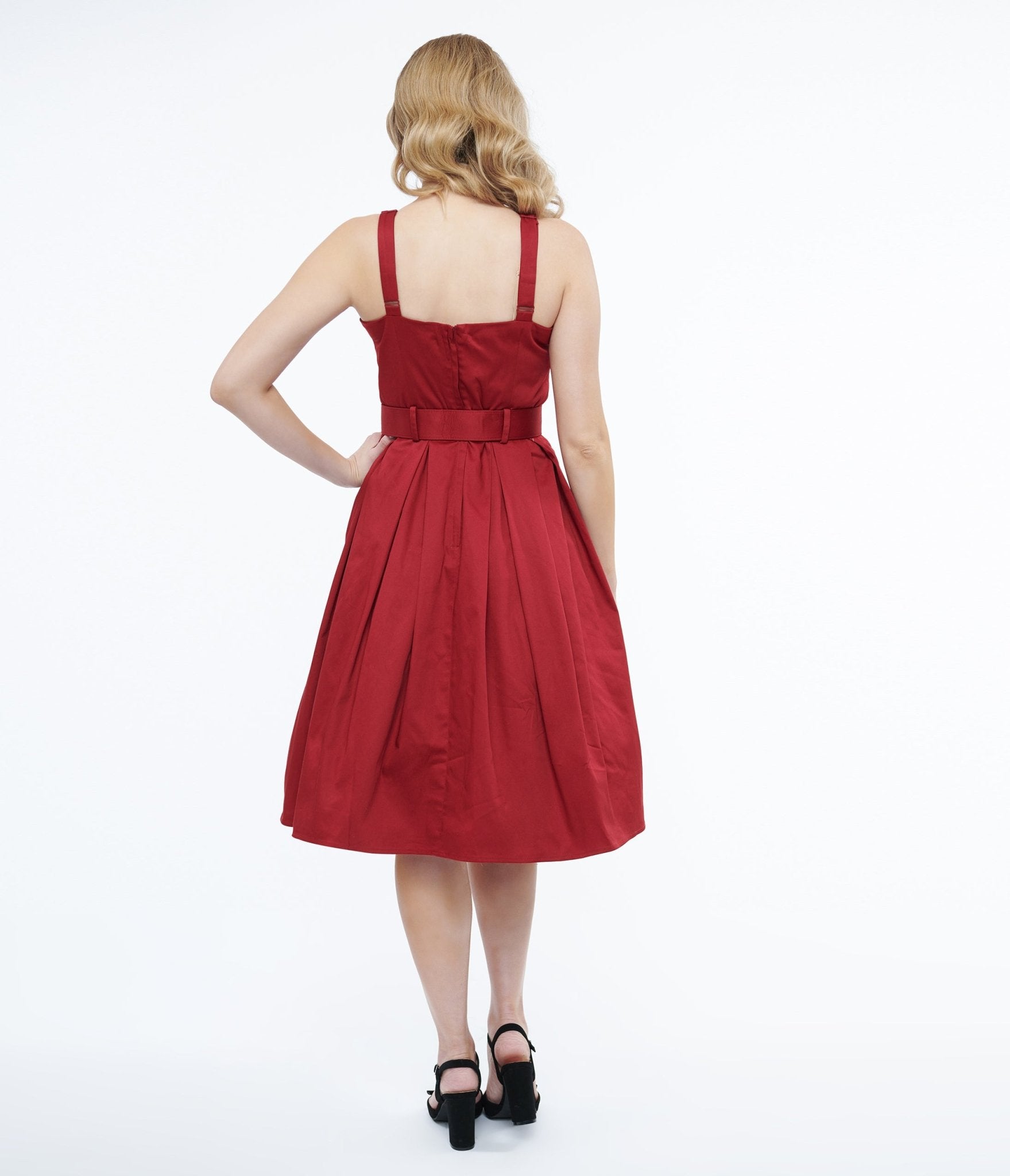 Collectif 1950s Red Dorothy Swing Dress - Unique Vintage - Womens, DRESSES, SWING