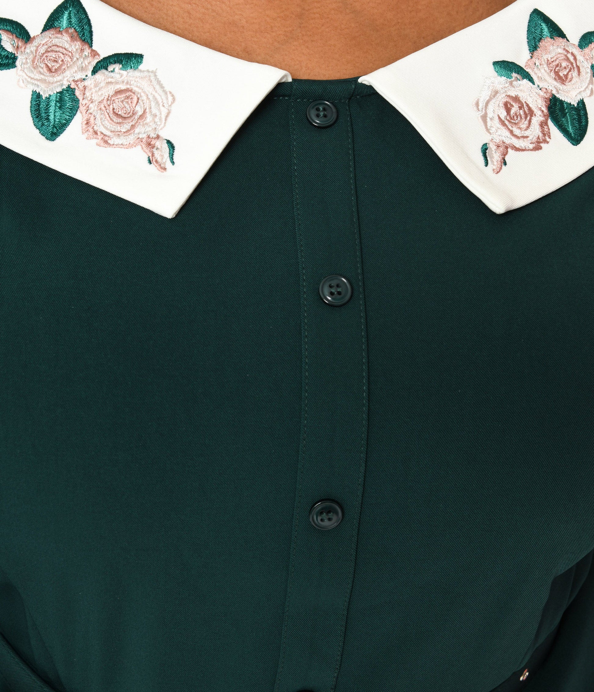 Collectif Green & Floral Collar Peplum Blouse - Unique Vintage - Womens, TOPS, WOVEN TOPS