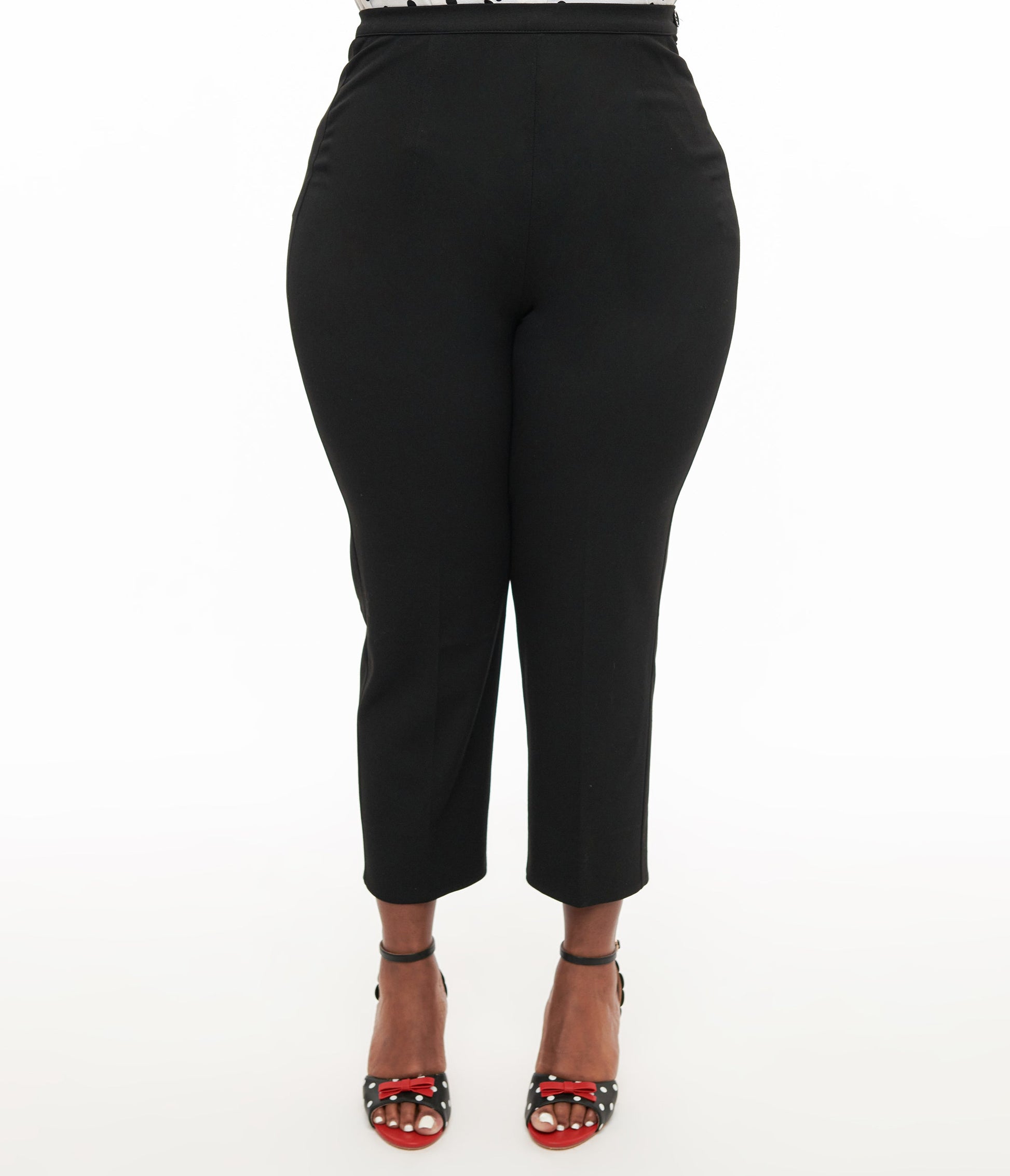 Collectif Plus Size 1950s Black Nora Capri Pants - Unique Vintage - Womens, BOTTOMS, PANTS