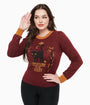 Disney Hocus Pocus Collection by Unique Vintage Burgundy Binx Hocus Pocus Embroidered Sweater