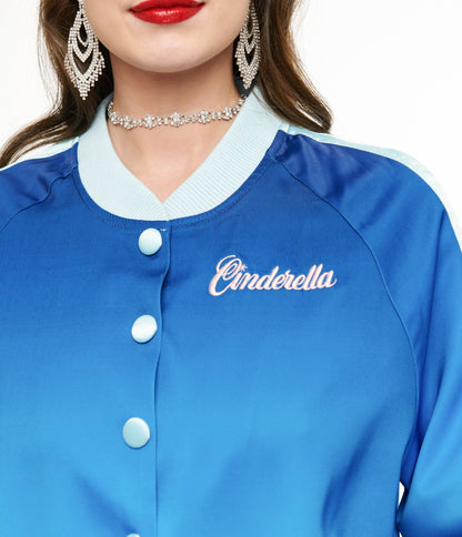 Disney Princess Collection by Unique Vintage Cinderella Blue Long Sleeve Bomber Jacket - Unique Vintage - Womens, TOPS