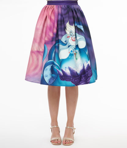 Disney Princess x Unique Vintage Ursula & Princess Ariel Print Gellar Swing Skirt - Unique Vintage - Womens, BOTTOMS, SKIRTS