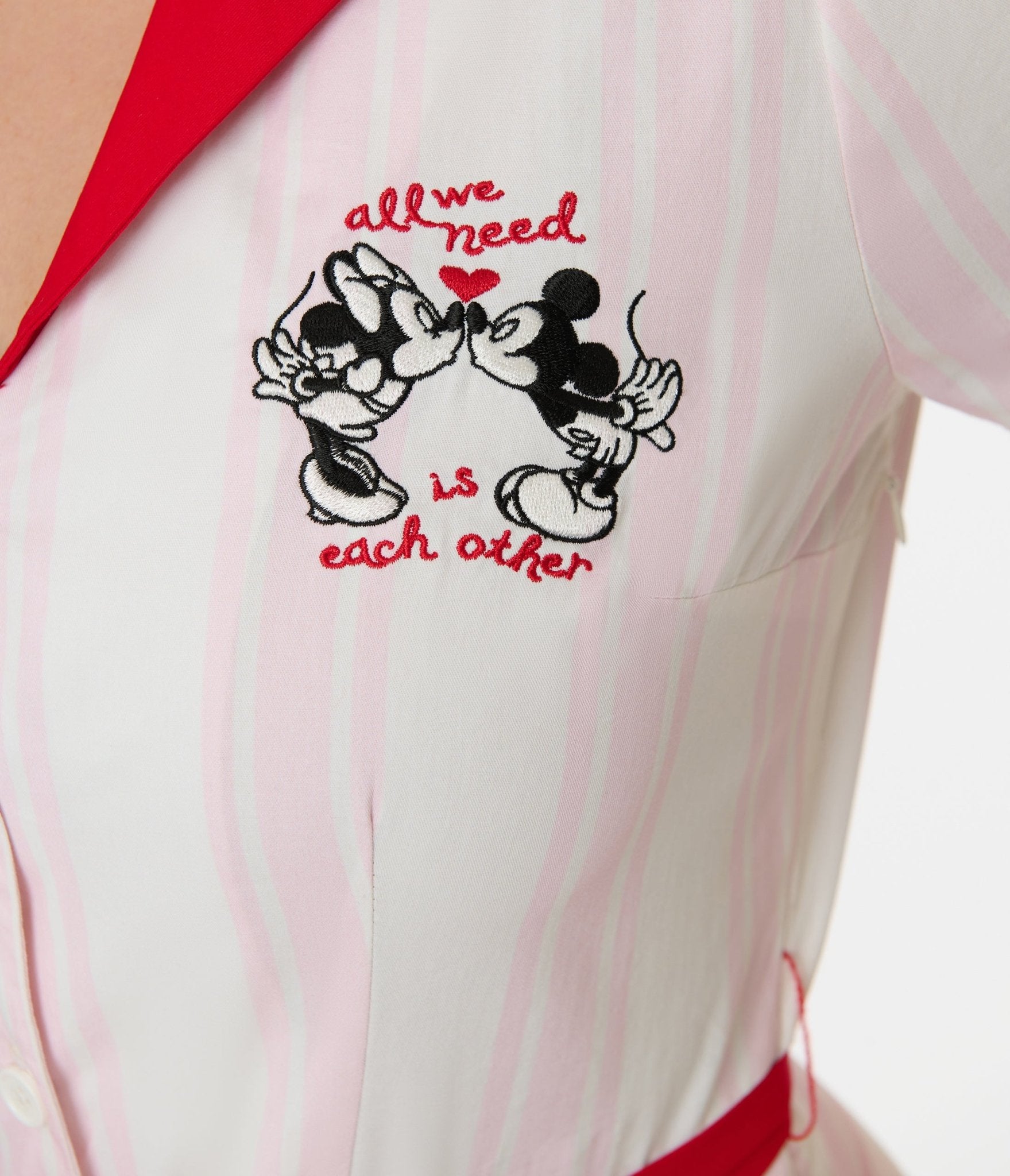 Disney Valentine Collection by Unique Vintage Red & Pink Striped Cotton Shirt Dress - Unique Vintage - Womens, DRESSES, SWING