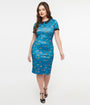 Dolly & Dotty 1950s Blue Otter Print Toni Wiggle Dress