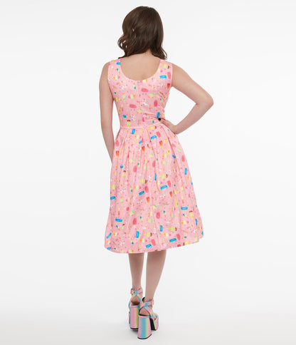 Dolly & Dotty 1950s Pink Ice Pop Amanda Swing Dress - Unique Vintage - Womens, DRESSES, SWING