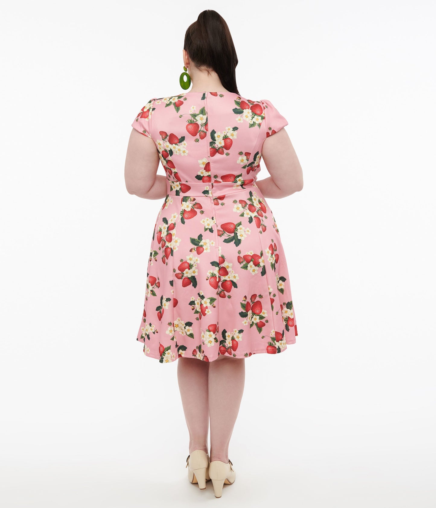 Dolly & Dotty 1950s Pink Strawberry Print Claudia Swing Dress - Unique Vintage - Womens, DRESSES, SWING