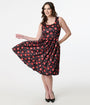 Dolly & Dotty 1950s Red Lip & Cherry Amanda Swing Dress