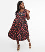 Dolly & Dotty 1950s Red Lip & Cherry Amanda Swing Dress