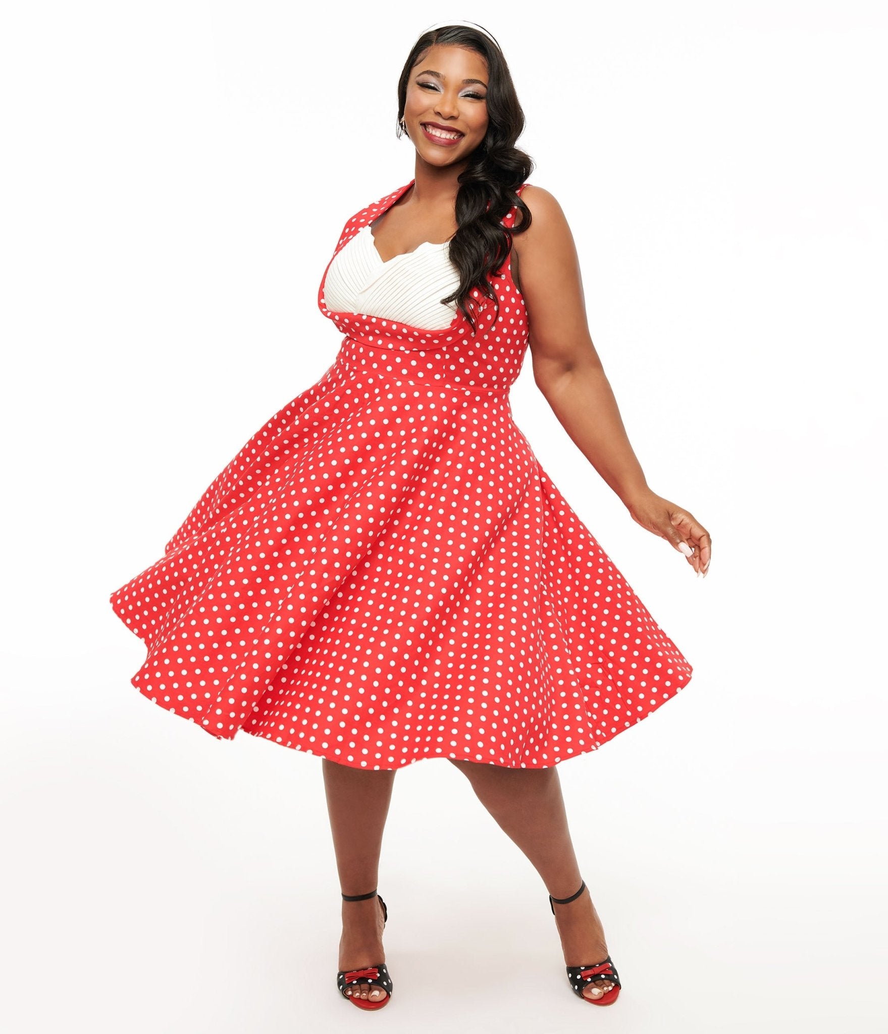 Dolly & Dotty 1950s Red Polka Dot Grace Swing Dress - Unique Vintage - Womens, DRESSES, SWING