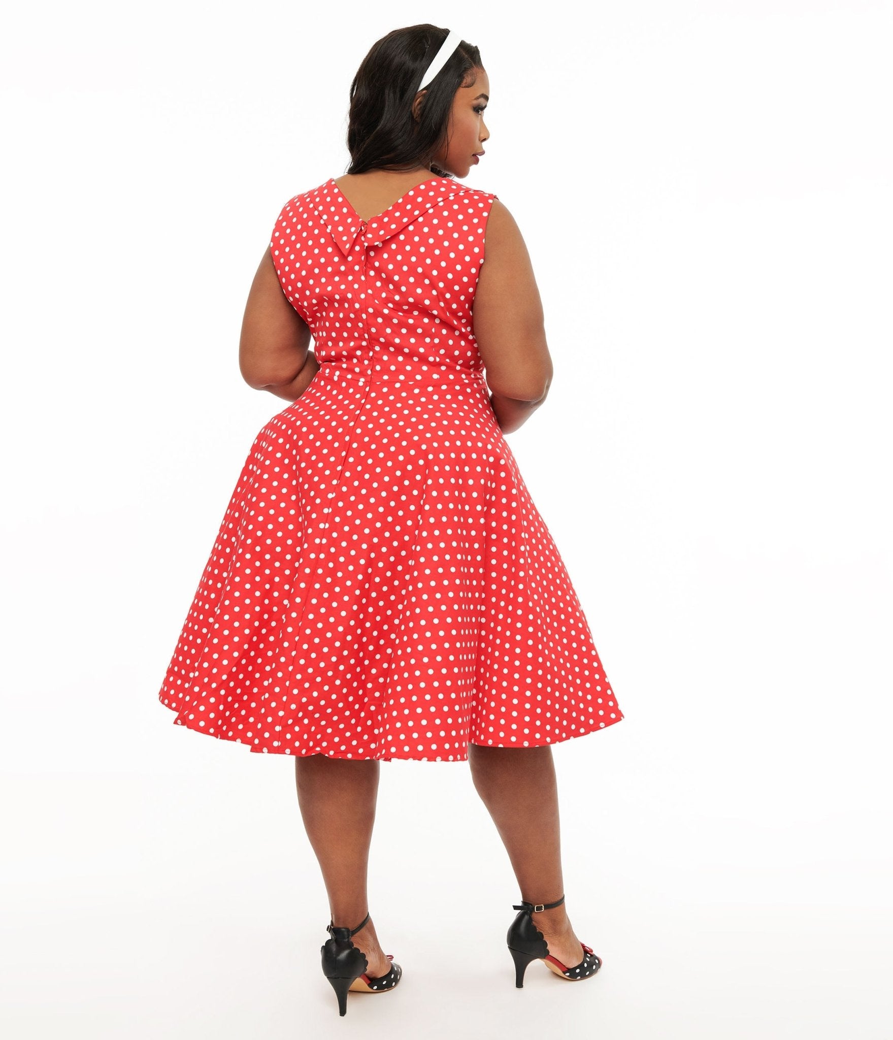 Dolly & Dotty 1950s Red Polka Dot Grace Swing Dress - Unique Vintage - Womens, DRESSES, SWING