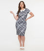 Dolly & Dotty 1950s White & Black Checkered Toni Wiggle Dress