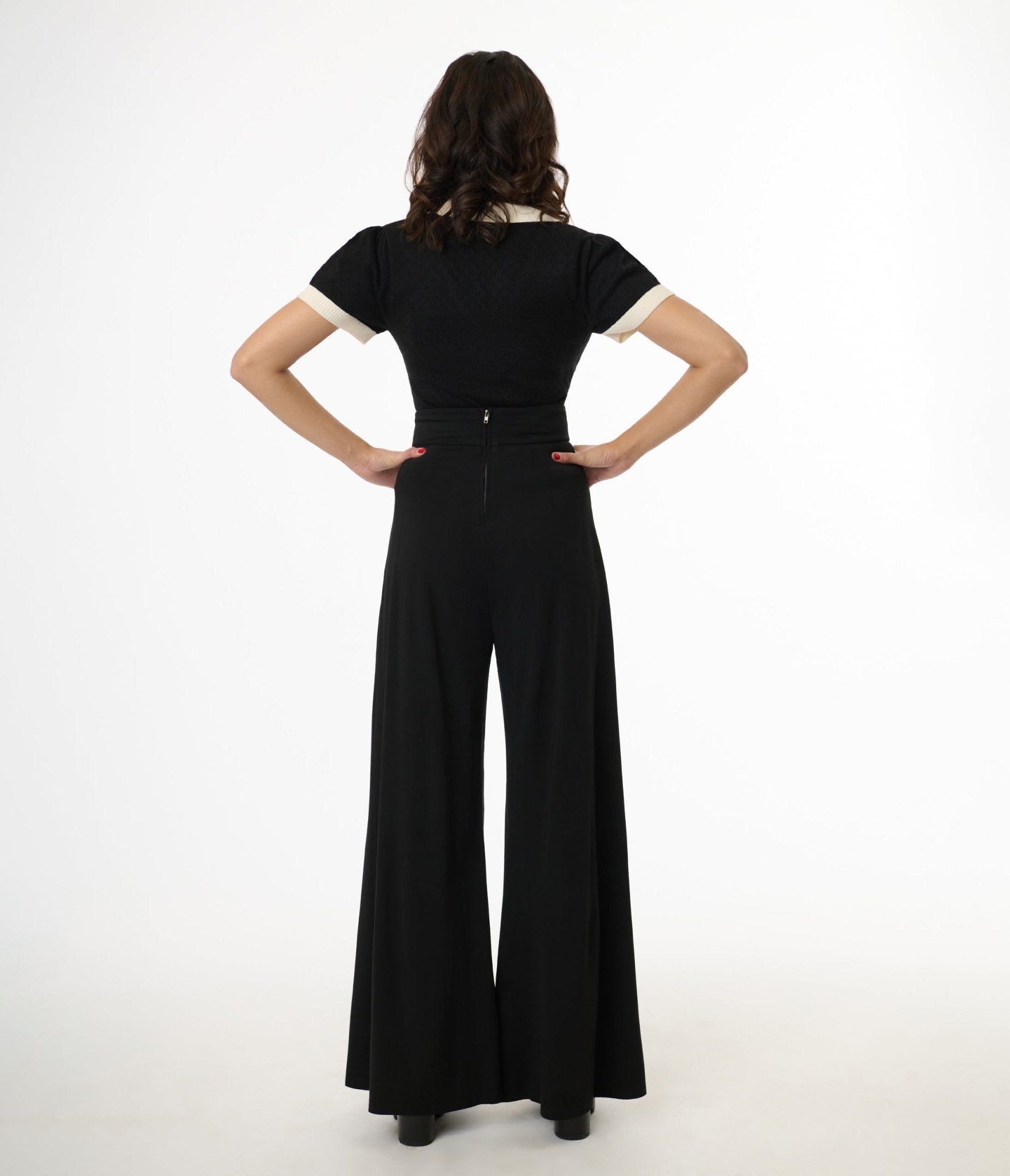 Elle Rebel Black Mystic Night Palazzo Pants - Unique Vintage - Womens, BOTTOMS, PANTS