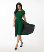 Emerald Green & Polka Dot Skirt Wrap Pencil Dress