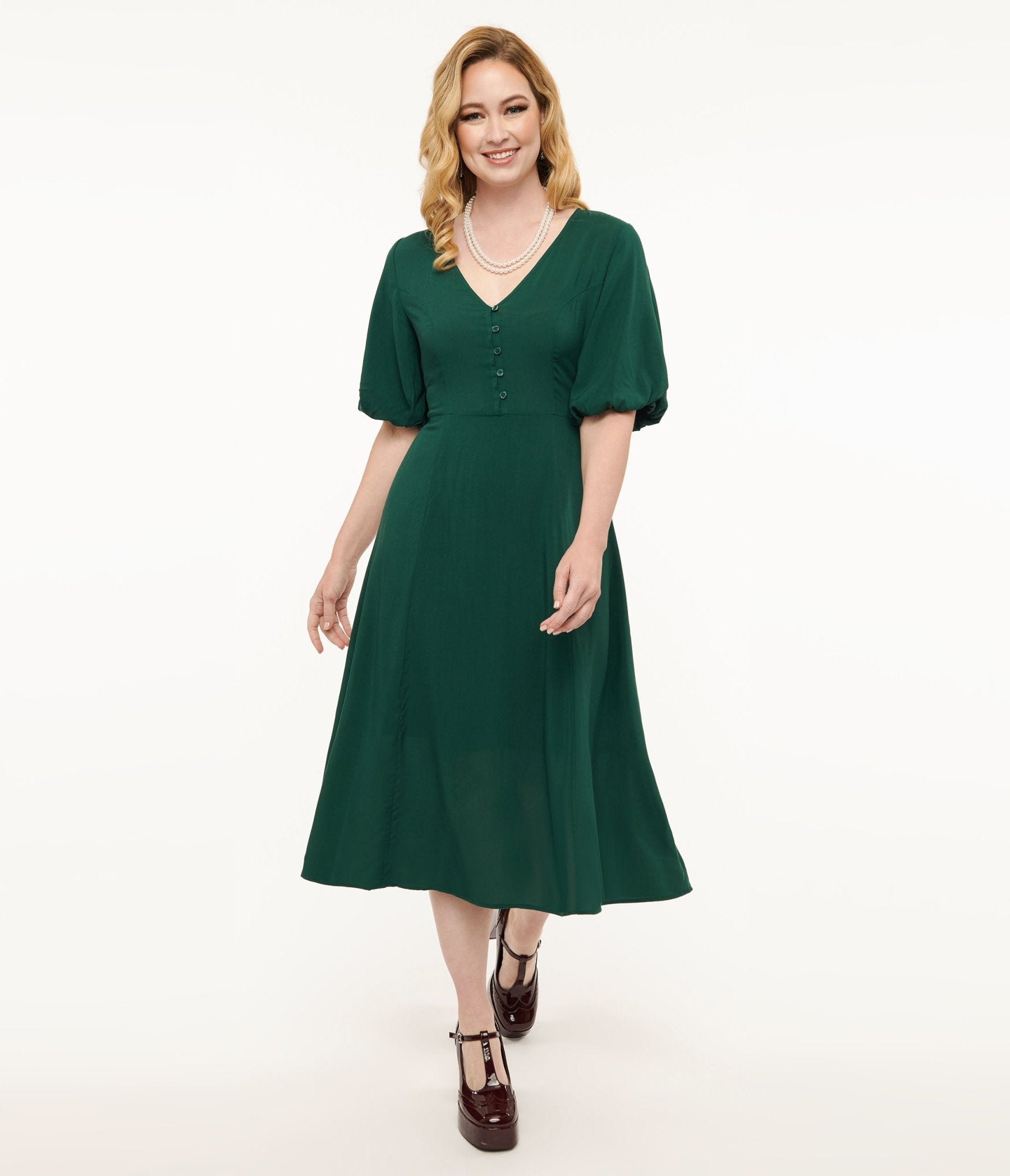 Forest Green Midi Dress - Unique Vintage - Womens, DRESSES, MIDI