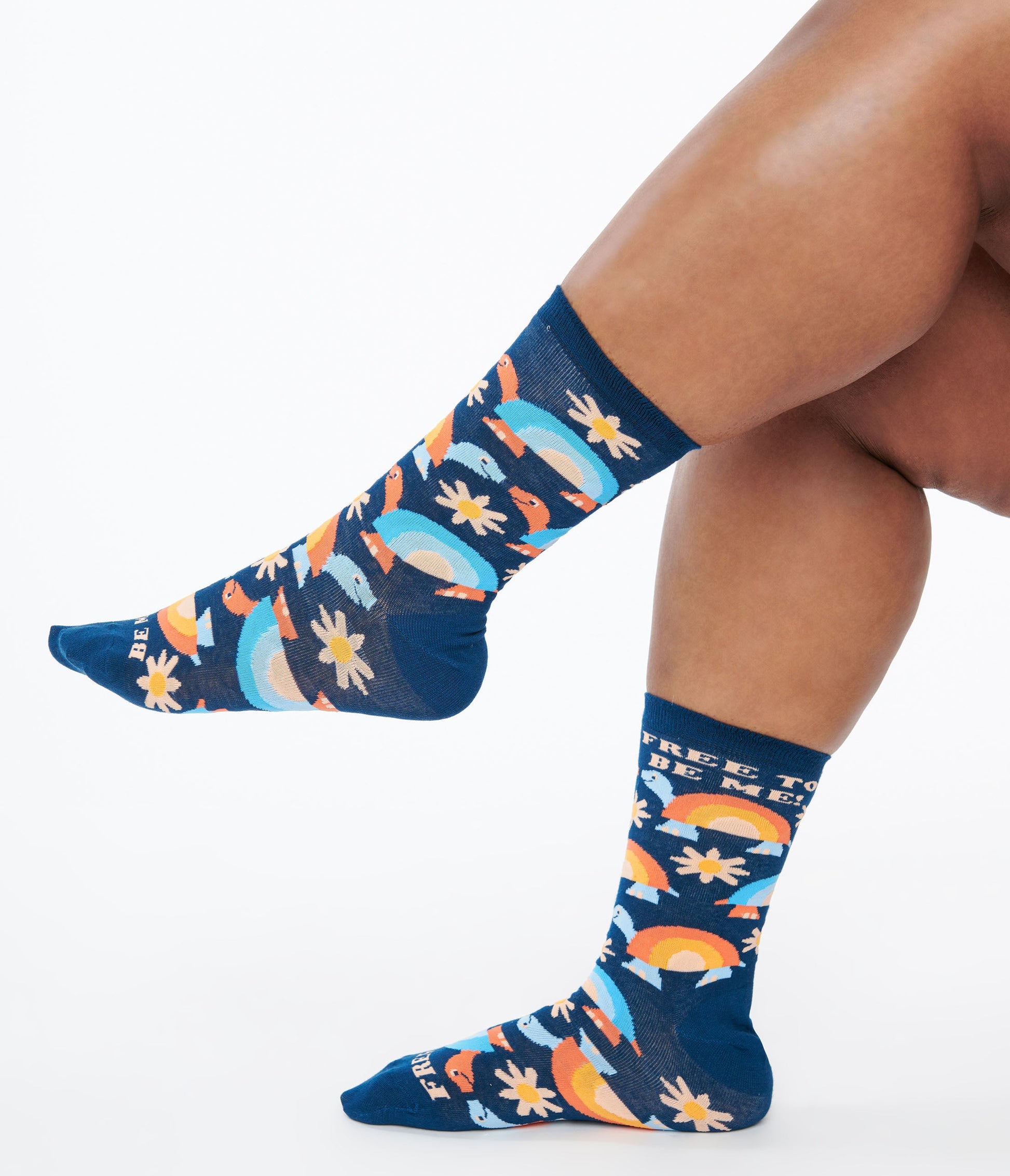 Free to Be Me Rainbow Crew Socks - Unique Vintage - Womens, ACCESSORIES, HOSIERY