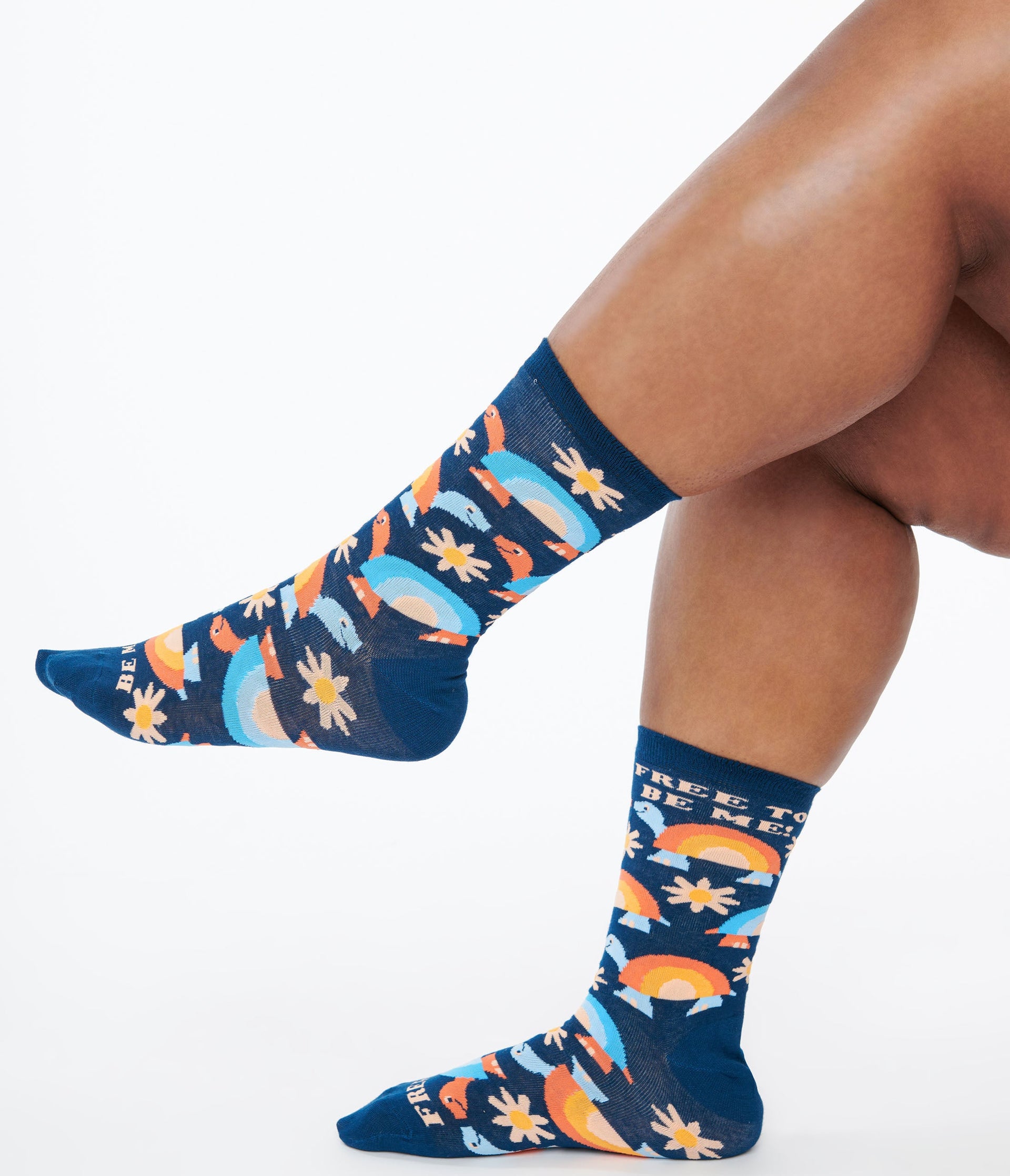 Free to Be Me Rainbow Crew Socks - Unique Vintage - Womens, ACCESSORIES, HOSIERY