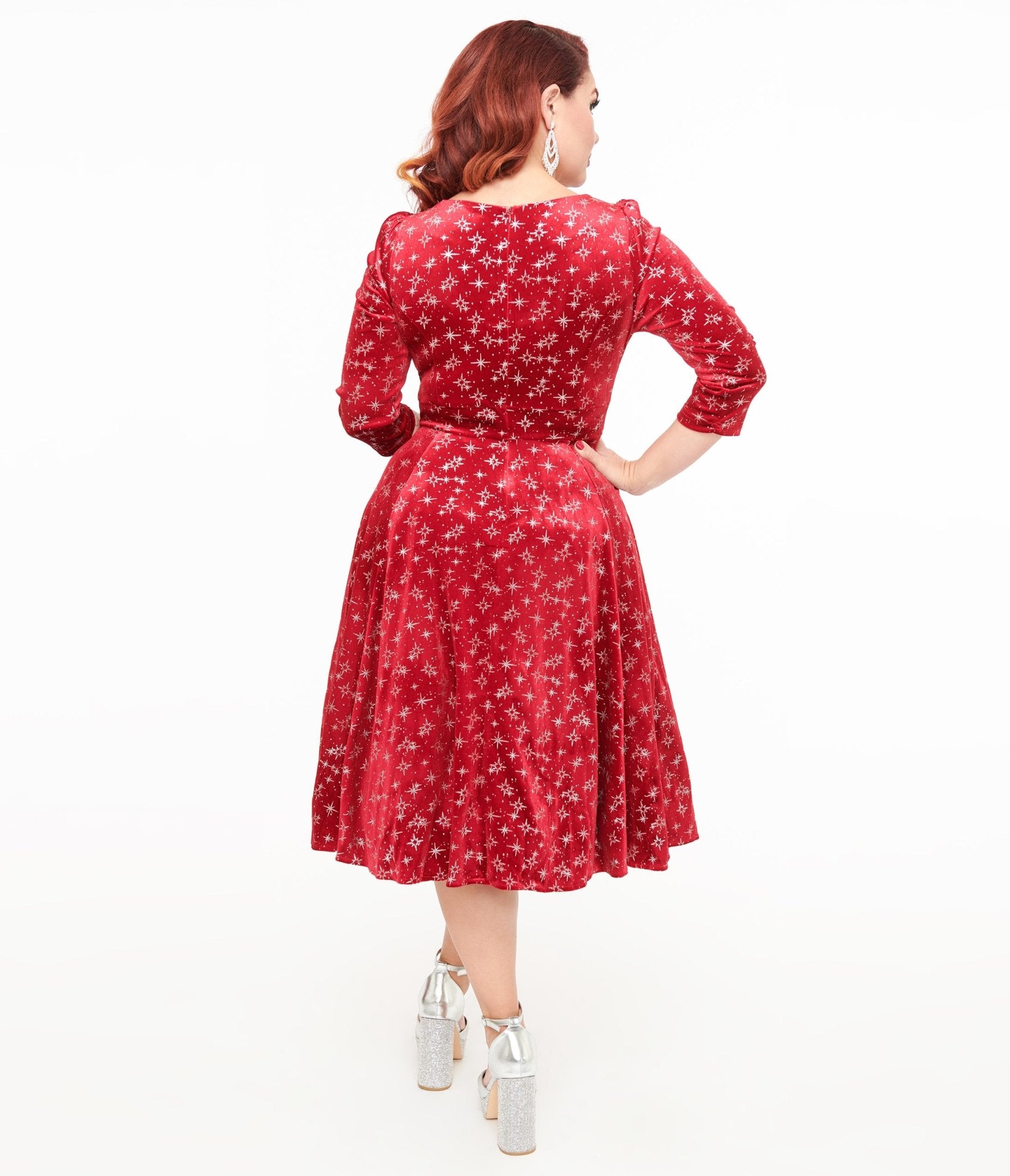 Hearts & Roses Burgundy Sparkle Paris Swing Dress - Unique Vintage - Womens, DRESSES, SWING