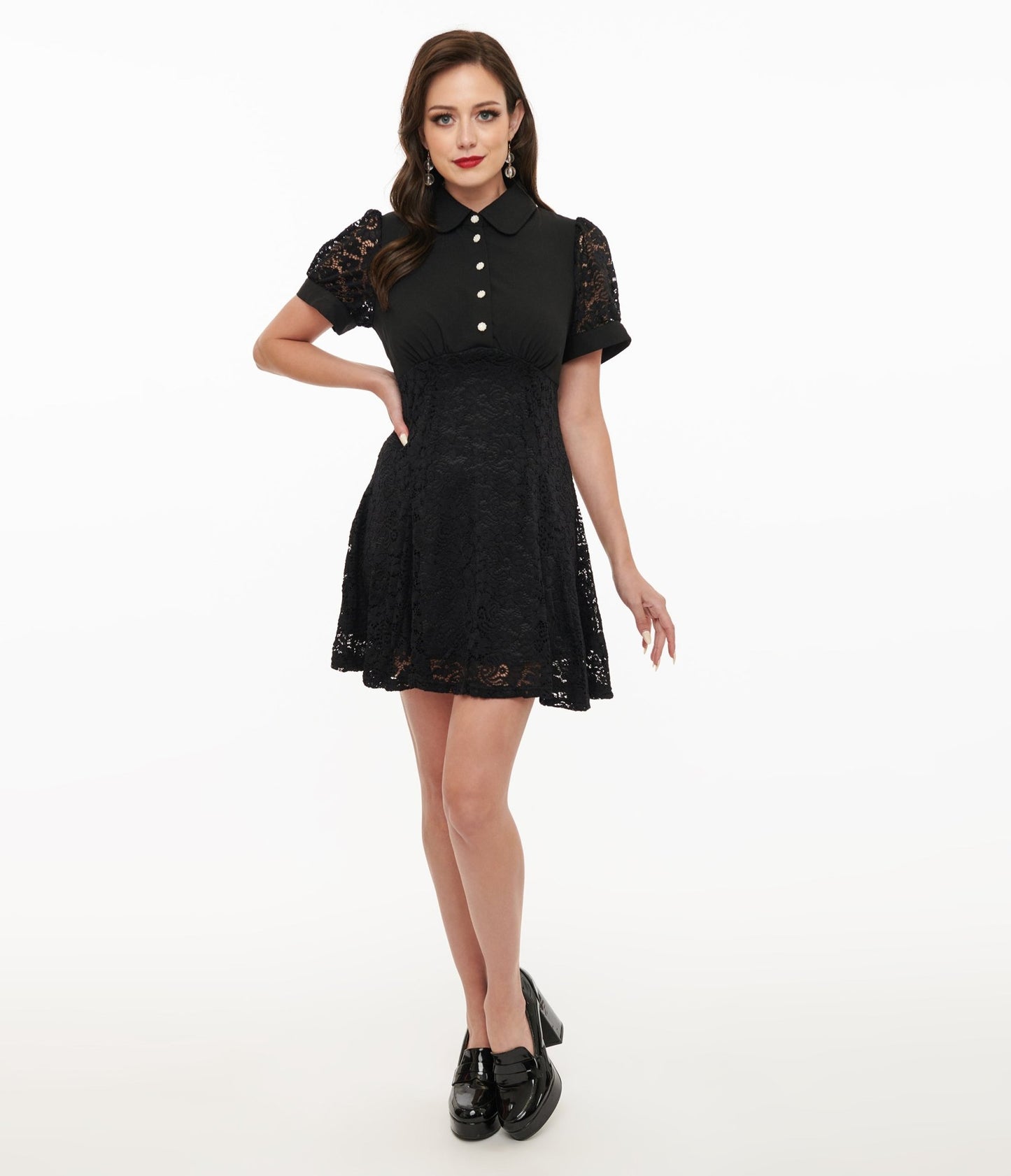 Hell Bunny 1950s Black Lace Dominica Mini Dress - Unique Vintage - Womens, DRESSES, FIT AND FLARE