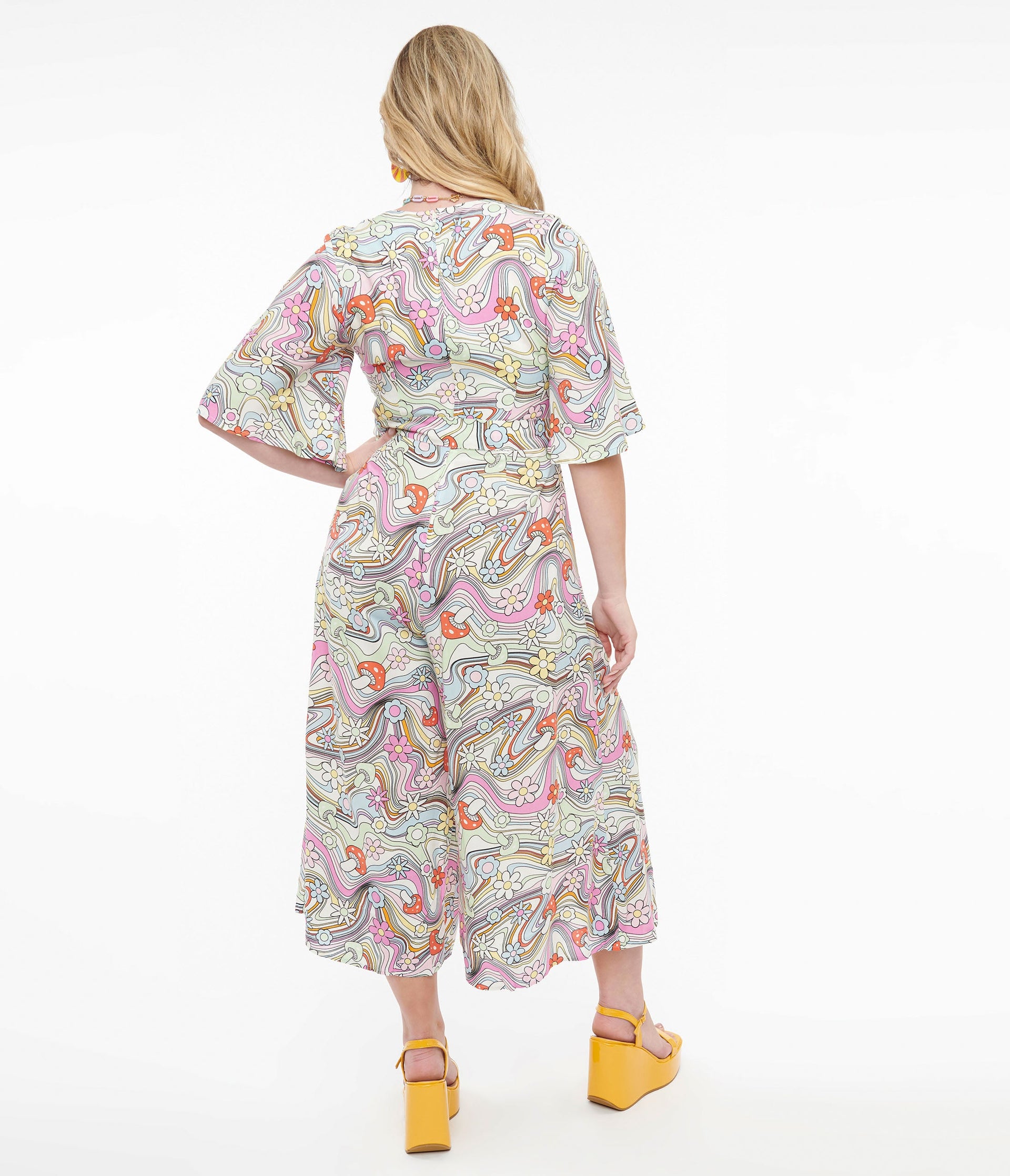 Hell Bunny 1960s Pastel Rainbow Hazy Daze Floral Jumpsuit - Unique Vintage - Womens, BOTTOMS, ROMPERS AND JUMPSUITS