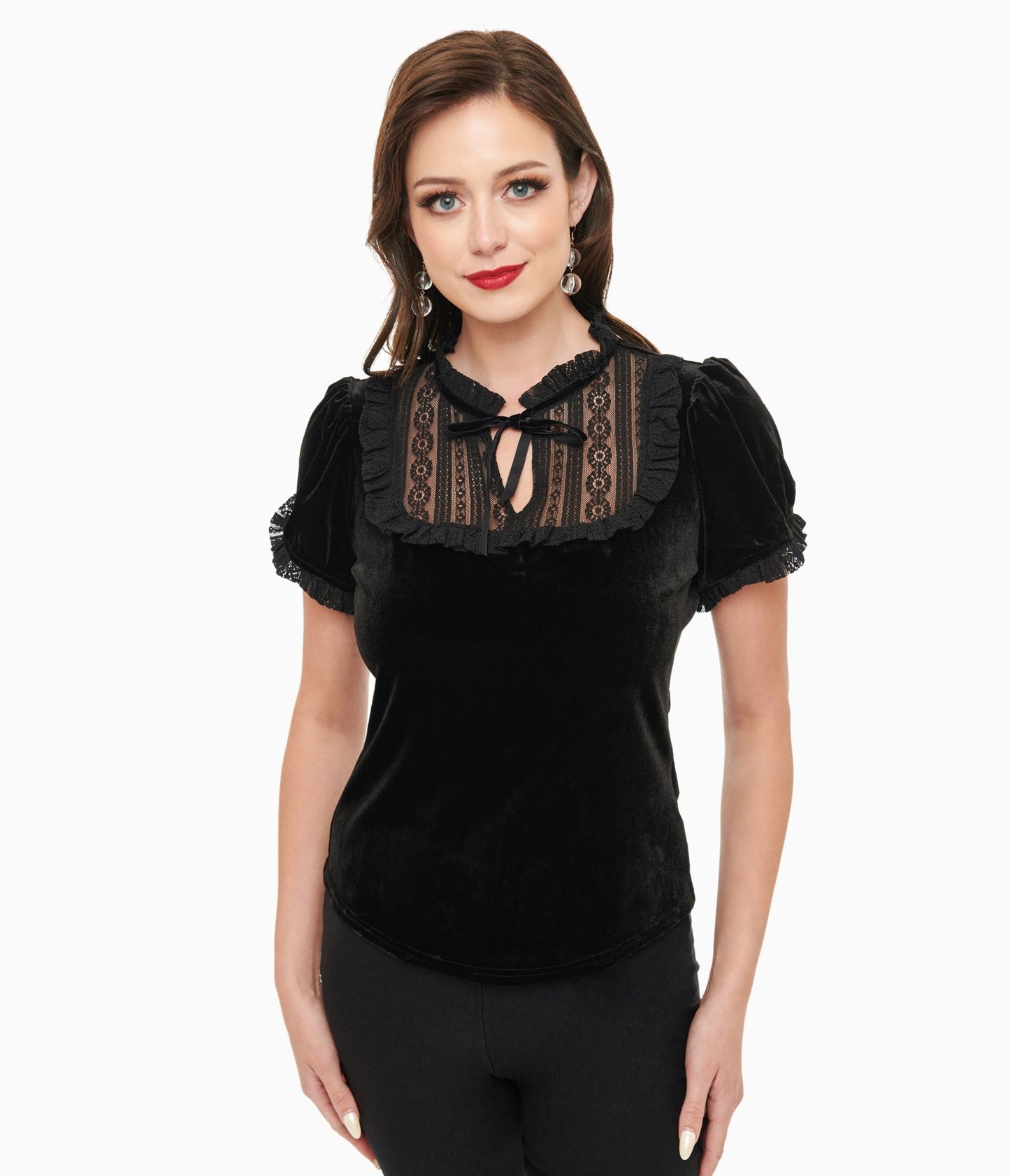 Hell Bunny Black Mourning Top - Unique Vintage - Womens, TOPS, WOVEN TOPS