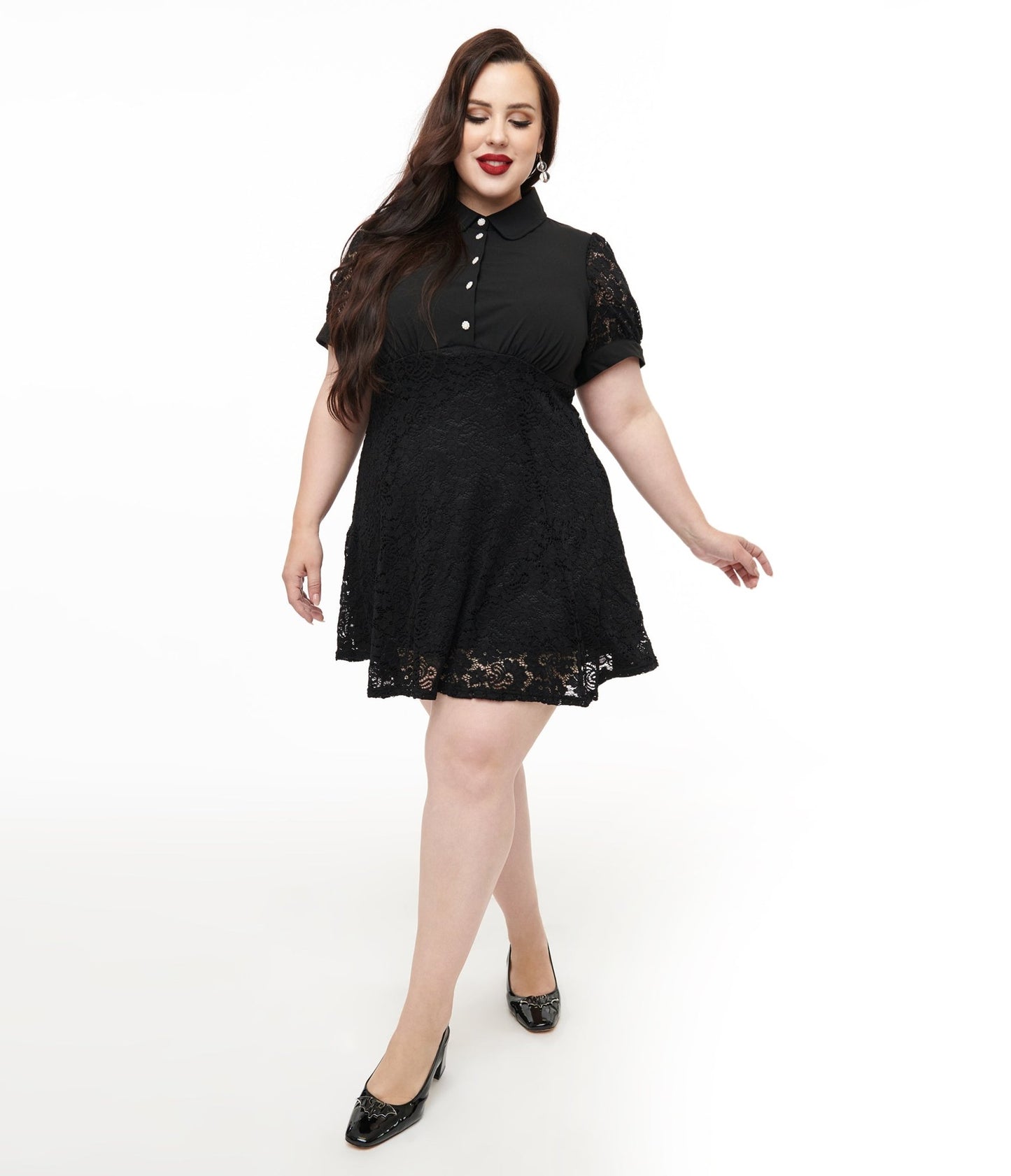 Hell Bunny Plus Size 1950s Black Lace Dominica Mini Dress - Unique Vintage - Womens, DRESSES, FIT AND FLARE