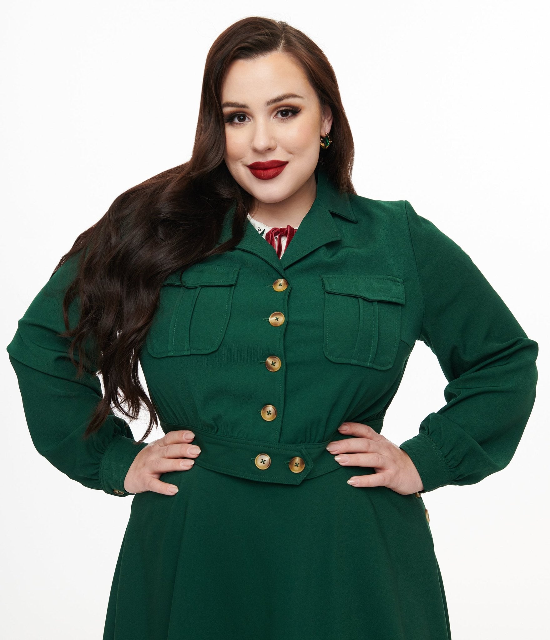 Hell Bunny Plus Size 1970s Forest Green Ravenswood Jacket - Unique Vintage - Womens, TOPS, OUTERWEAR