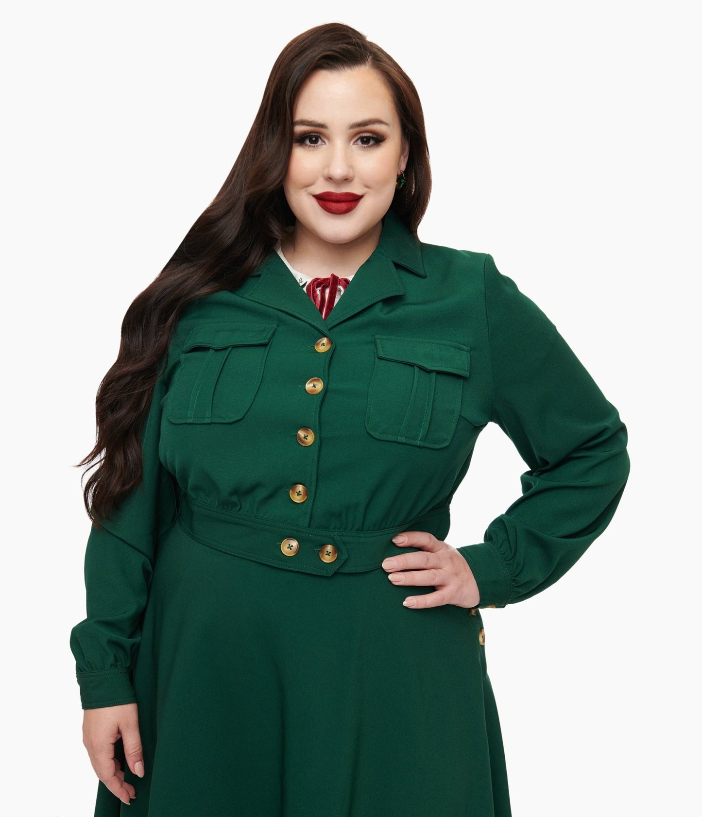 Hell Bunny Plus Size 1970s Forest Green Ravenswood Jacket - Unique Vintage - Womens, TOPS, OUTERWEAR