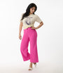 Hot Pink Cropped Wide Leg Colette Pants