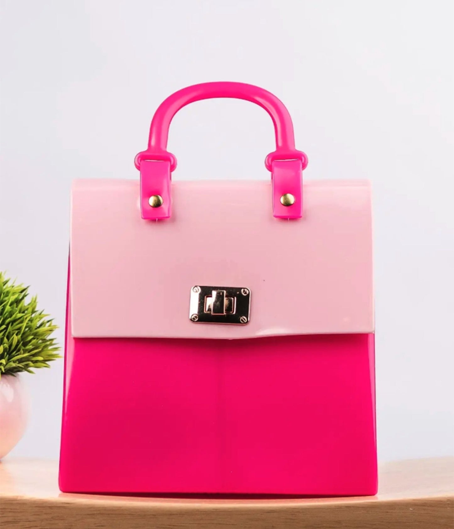 Hot Pink Patent Leatherette Crossbody Bag - Unique Vintage - Womens, ACCESSORIES, HANDBAGS