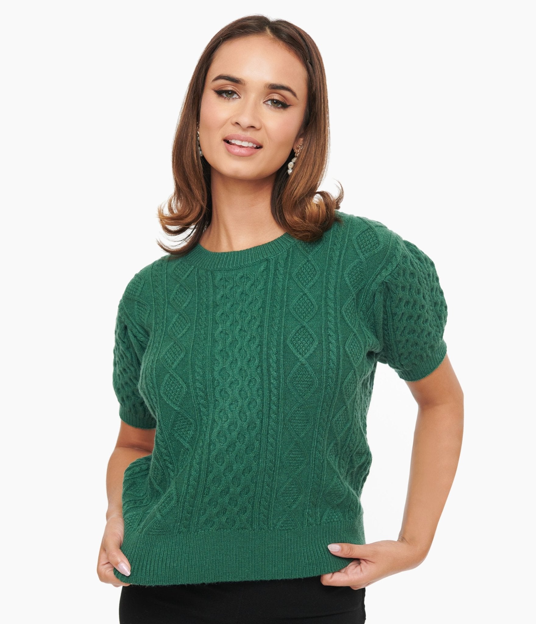 Hunter green cable knit sweater best sale