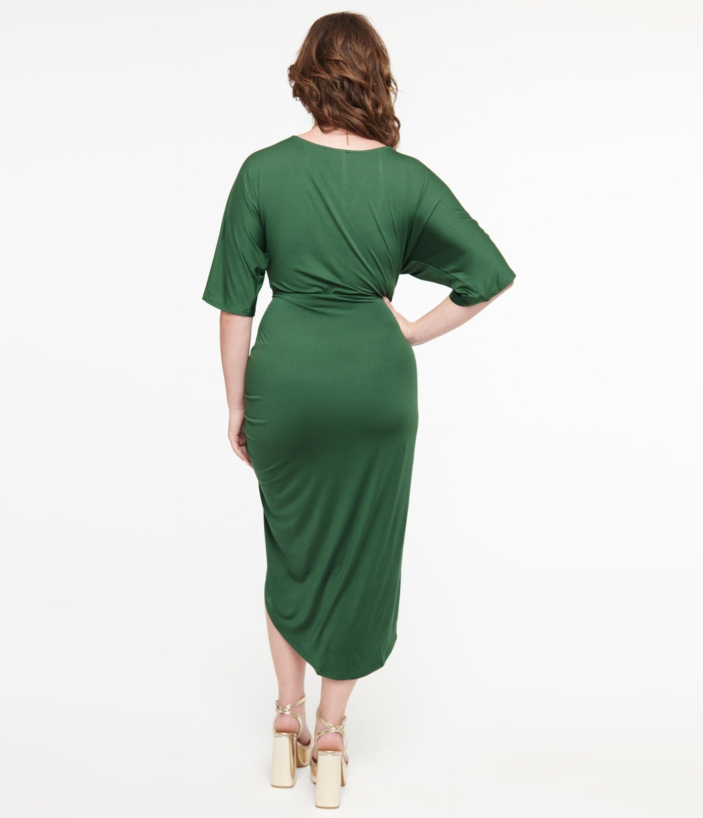 Hunter Green Ruched Wiggle Dress - Unique Vintage - Womens, DRESSES, WIGGLE