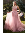 Ladivine by Cinderella Divine Rose Illusion Corset Strapless Evening Dress