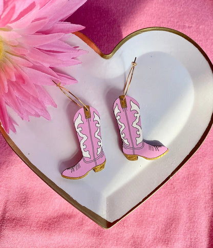 Le Chic Miami Pink Cowgirl Boot Earrings - Unique Vintage - Womens, ACCESSORIES, JEWELRY