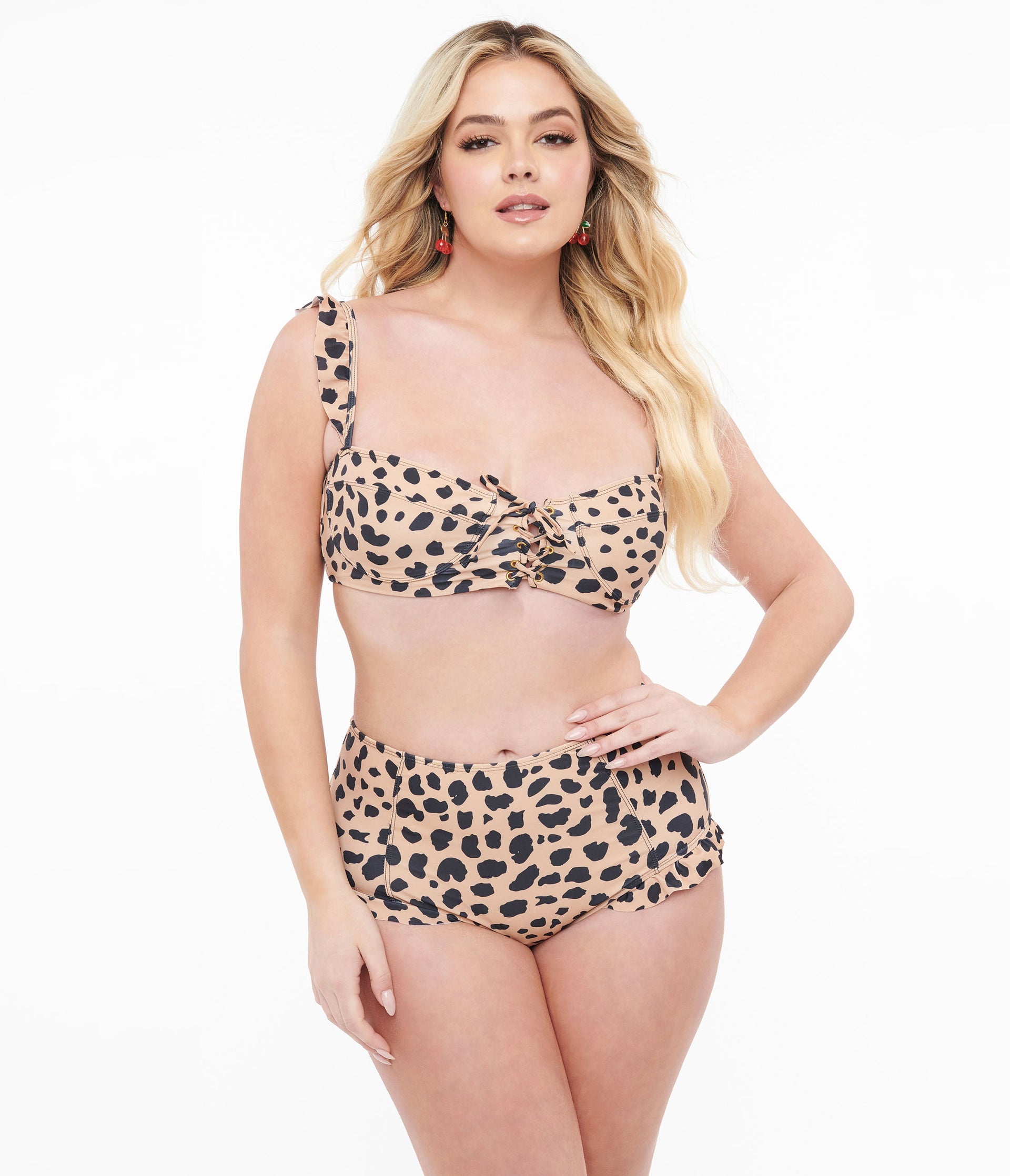 Leopard Print Two Piece Swim Set - Unique Vintage - Womens, SWIM, 1 PC