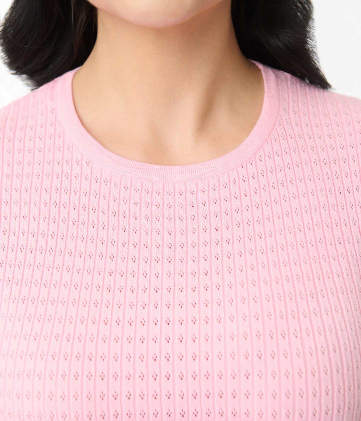 Light Pink Pointelle Knit Top - Unique Vintage - Womens, TOPS, KNIT TOPS