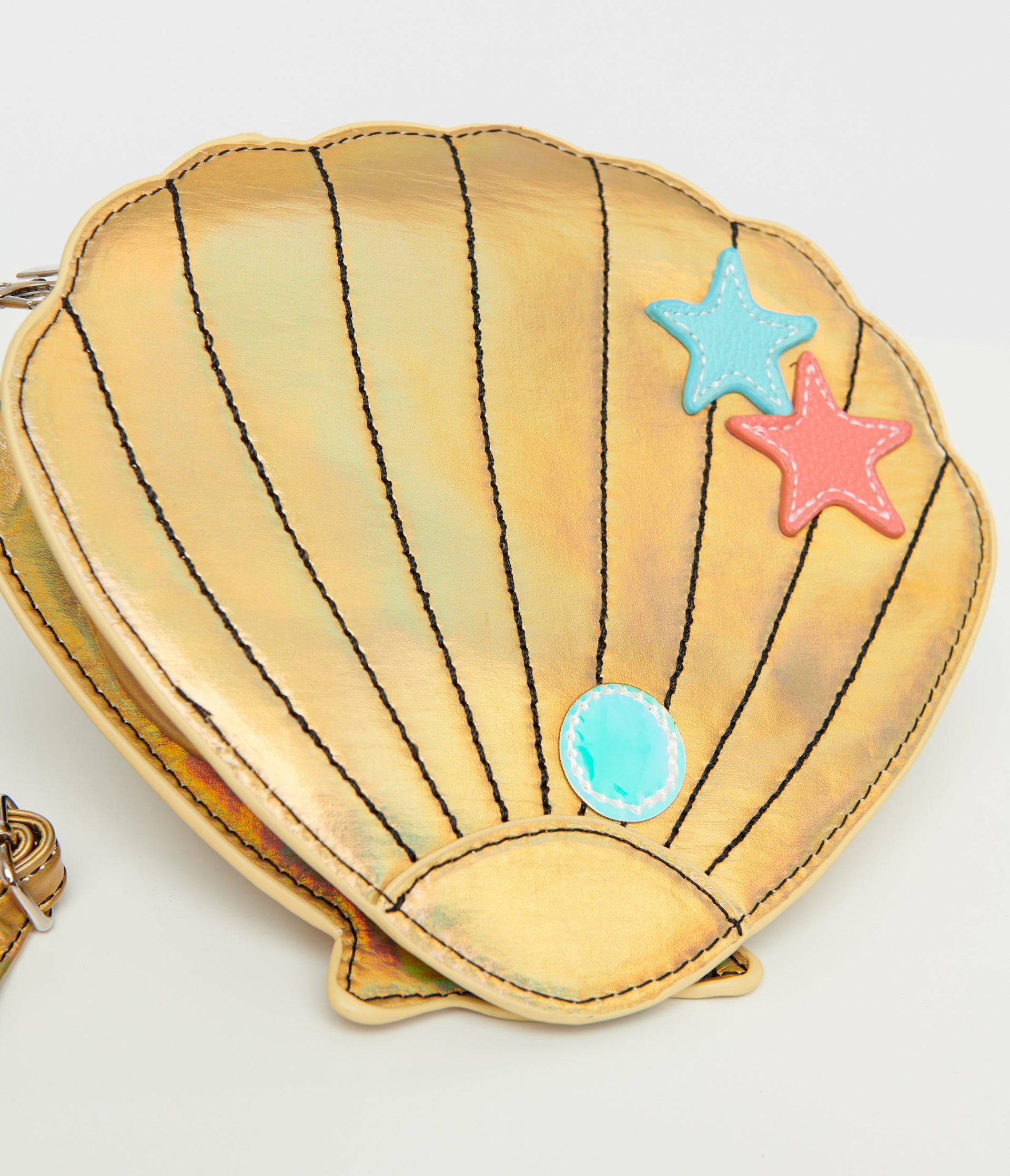 Metallic Gold Sea Shell Crossbody Bag - Unique Vintage - Womens, ACCESSORIES, HANDBAGS