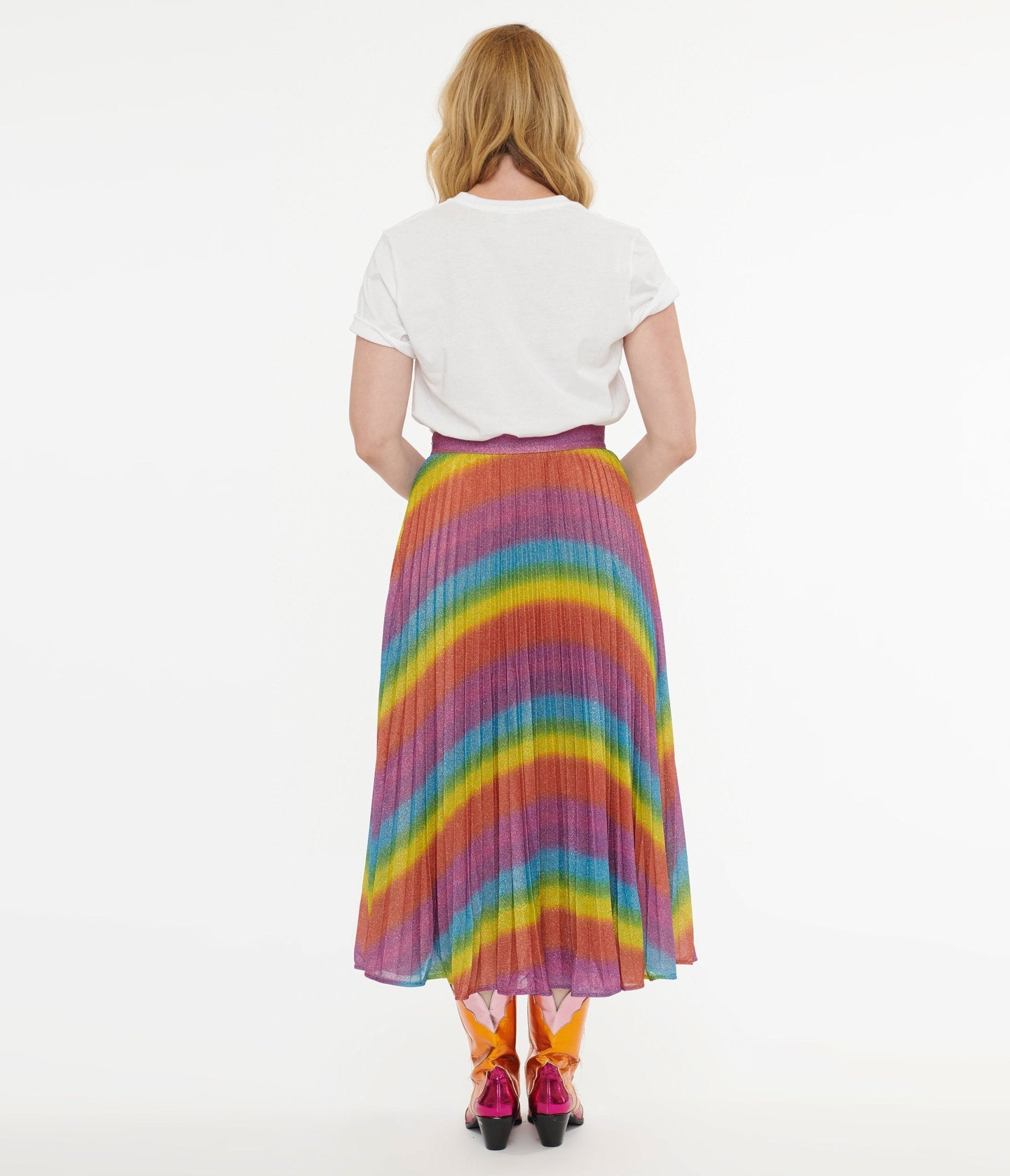 Metallic Rainbow Always Stand Out Midi Skirt - Unique Vintage - Womens, BOTTOMS, SKIRTS